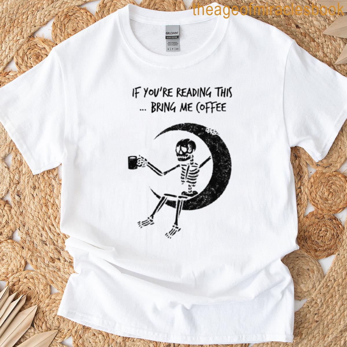Skeleton Coffee Lover Funny Goth Coffee Art T-shirt
