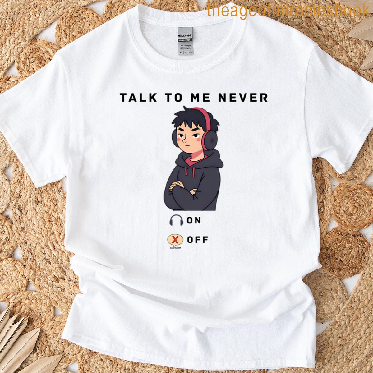 Small Talk Off Grumpy Boy With Headphones Funny Introvert Design Oversized T-shirt