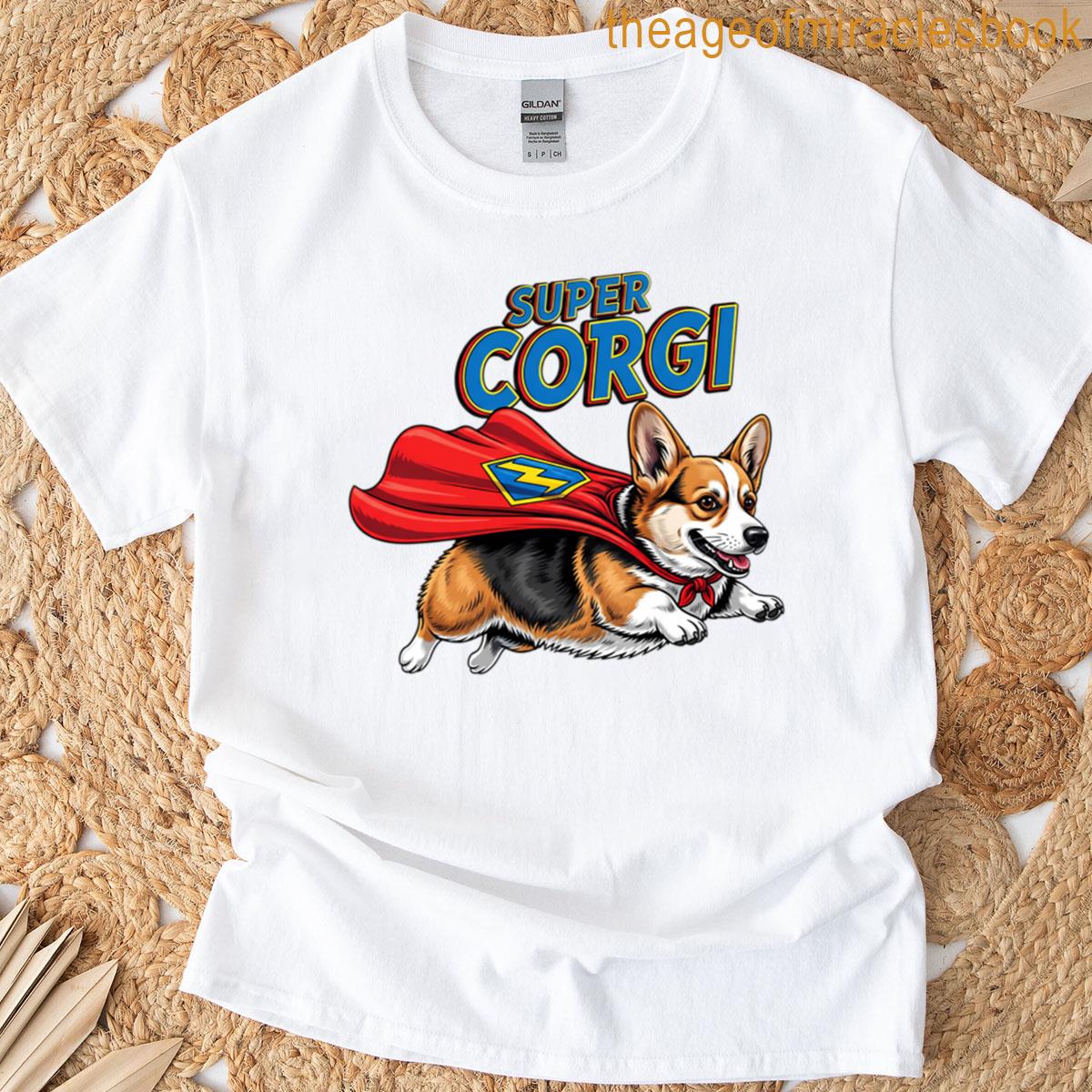Super Corgi Flying Superhero Dog T-shirt