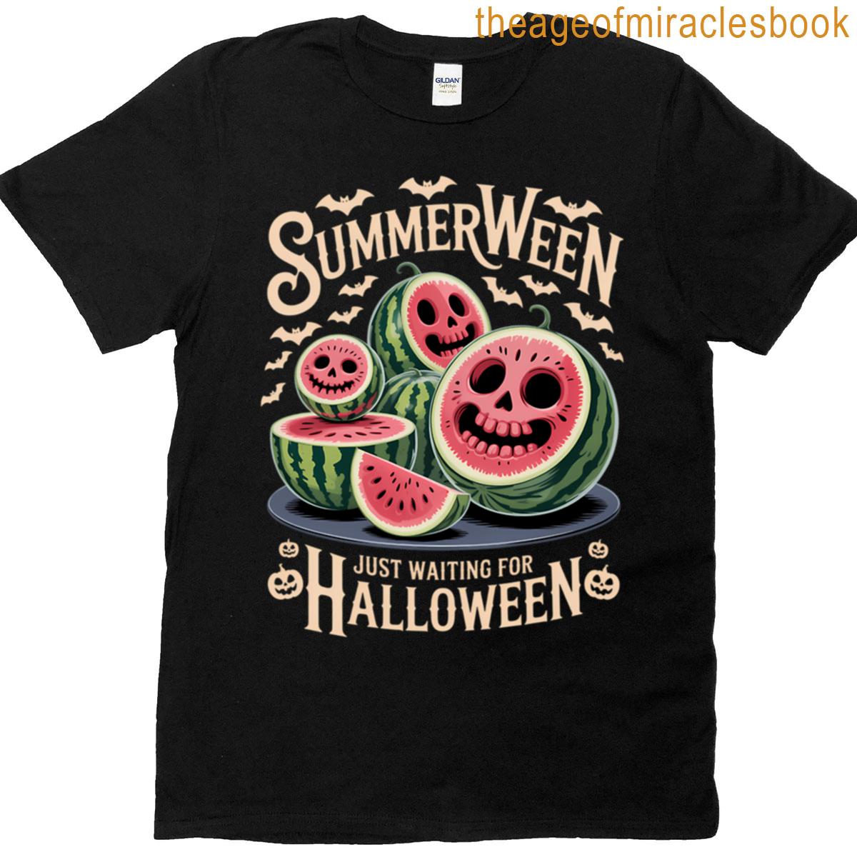 Watermelon Funny Halloween Ghost Cute Summer T-shirt