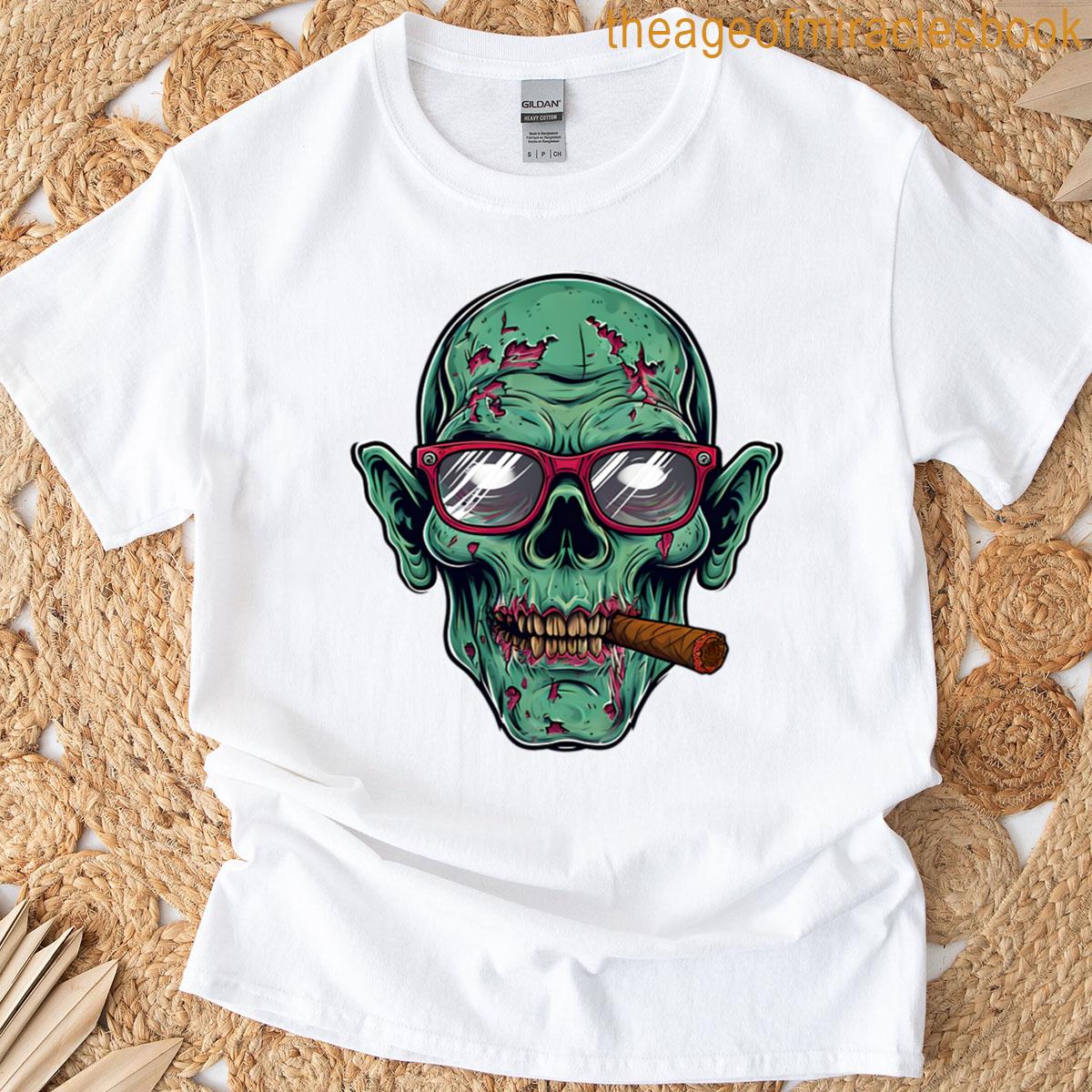 Zombie Head With Glasses And Cigar T-shirt