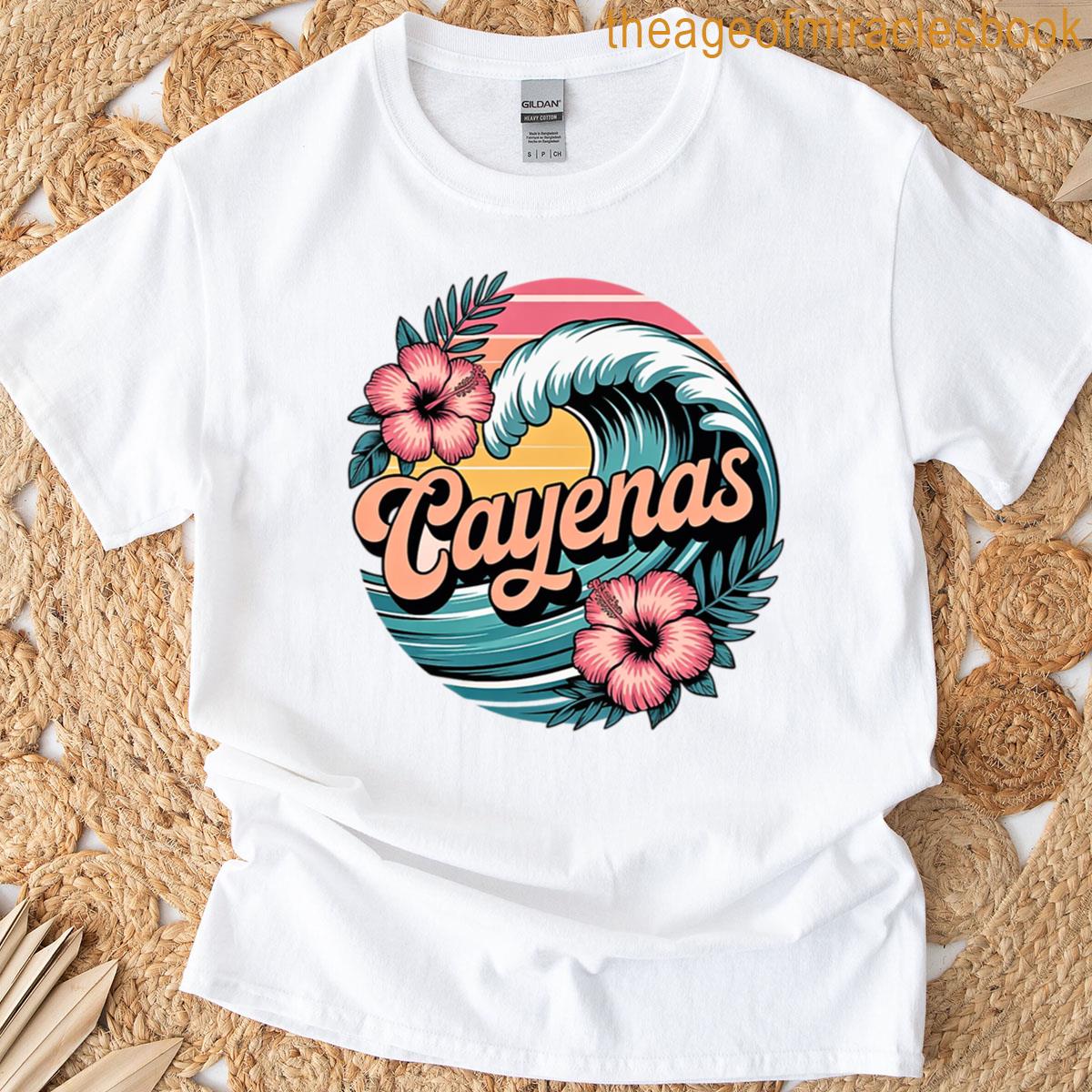 Cayenas – Hibiscus Sunset Waves Oversized T-shirt