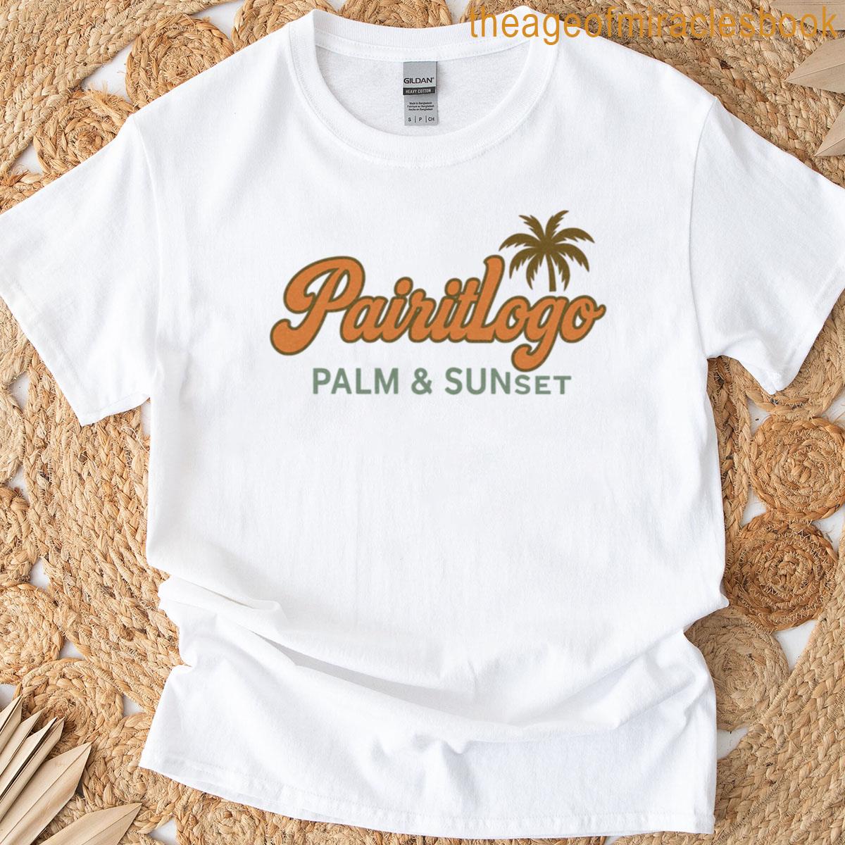 Pairitlogo Palm Sunset Retro Beach Logo Design T-shirt