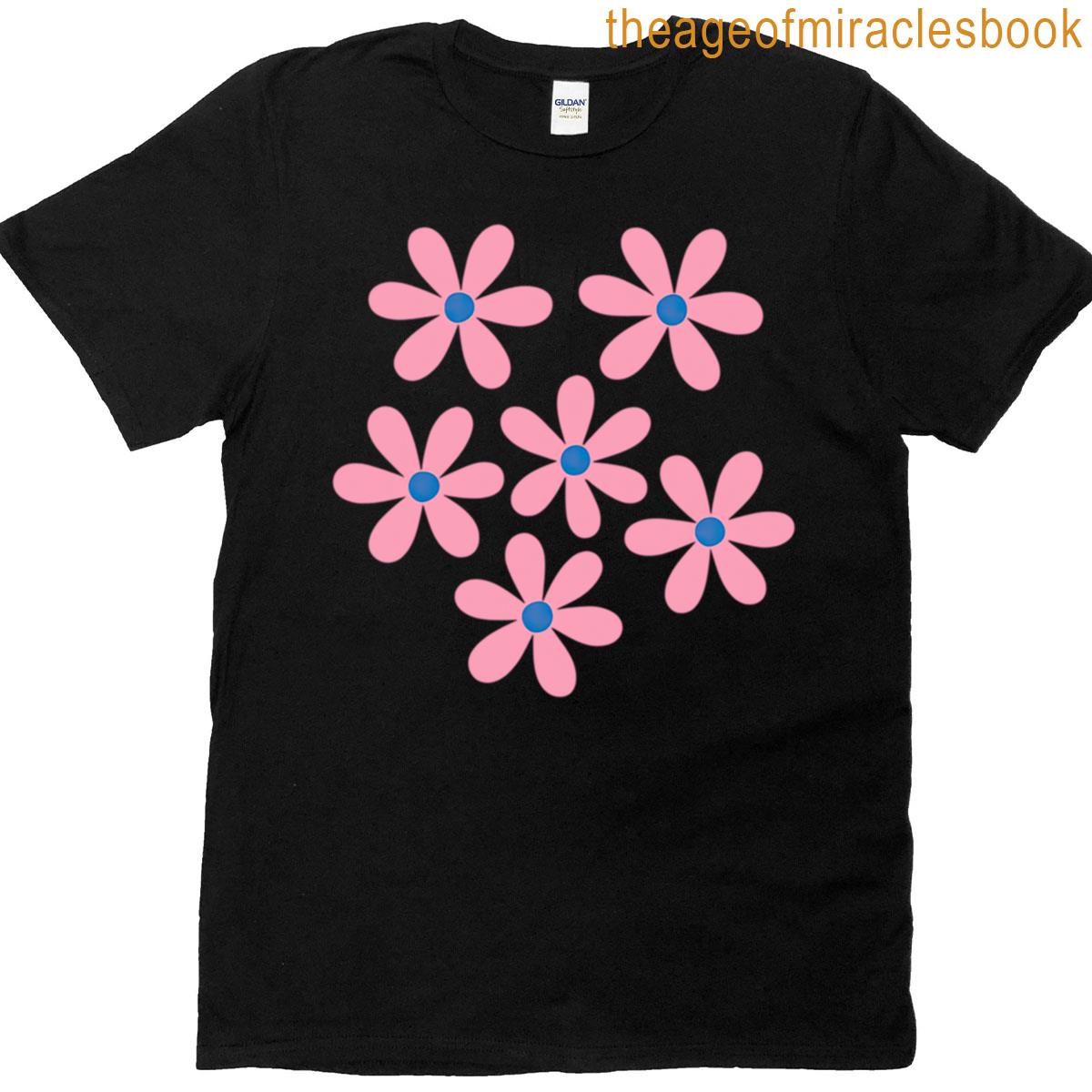 Retro Pink Daisy Pattern With Blue Centers Active T-shirt