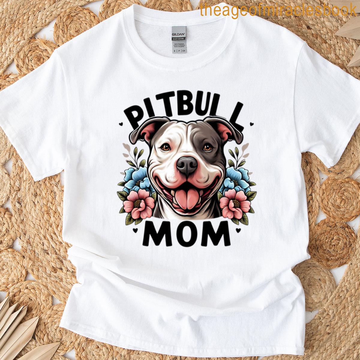 Smiling Pitbull Mom T-shirt