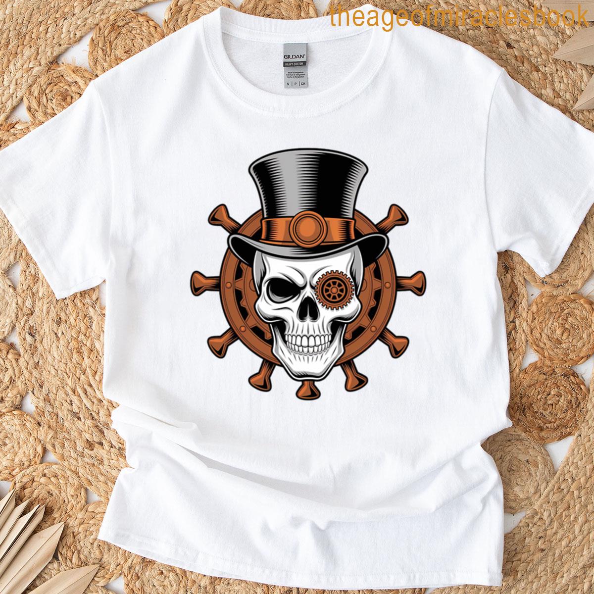 Steampunk Halloween Skull Mechanical Gothic Design T-shirt