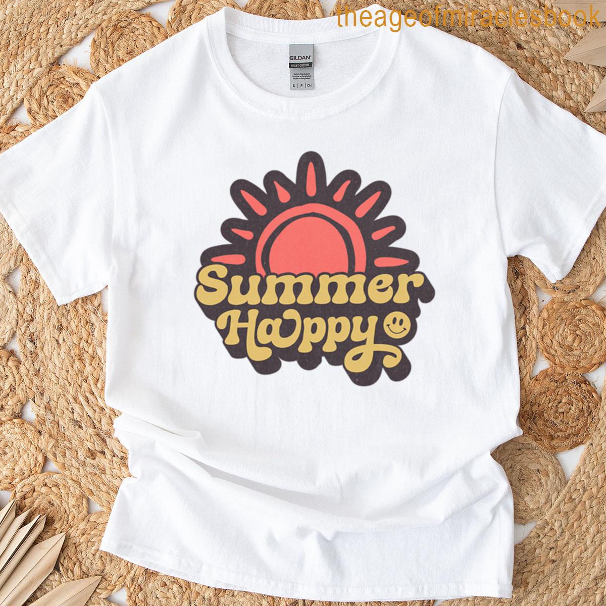 Summer Happy – Retro Smiley Face Sun Oversized T-shirt