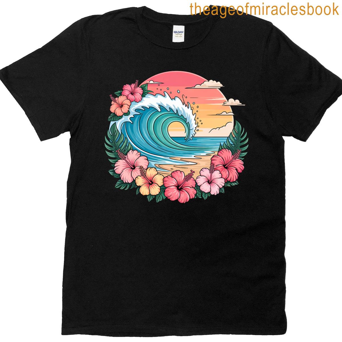 Tropical Beach Sunset – Wave Art Oversized T-shirt