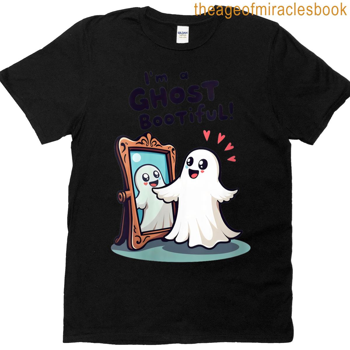Womens Iam Ghost Bootiful Halloween 2025 Funny T-shirt