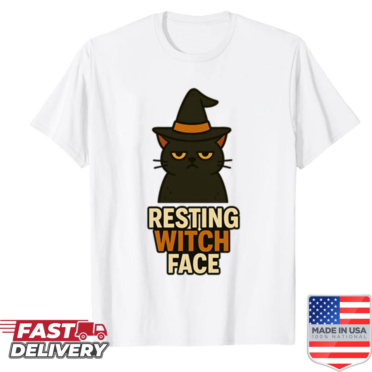 Resting Witch Face Grumpy Halloween Cat Shirt