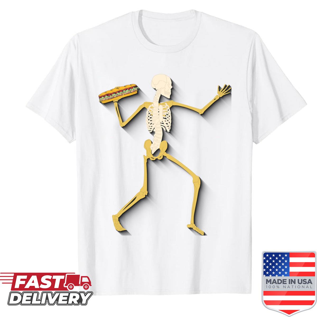 Sandwich Guy Skeleton Bold Funny Statement Design Shirt