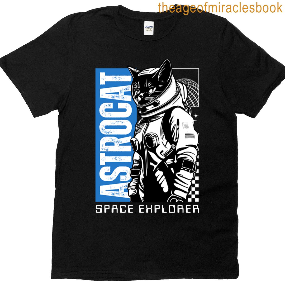 Astrocat Space Explorer Funny Cat Astronaut Design T-shirt