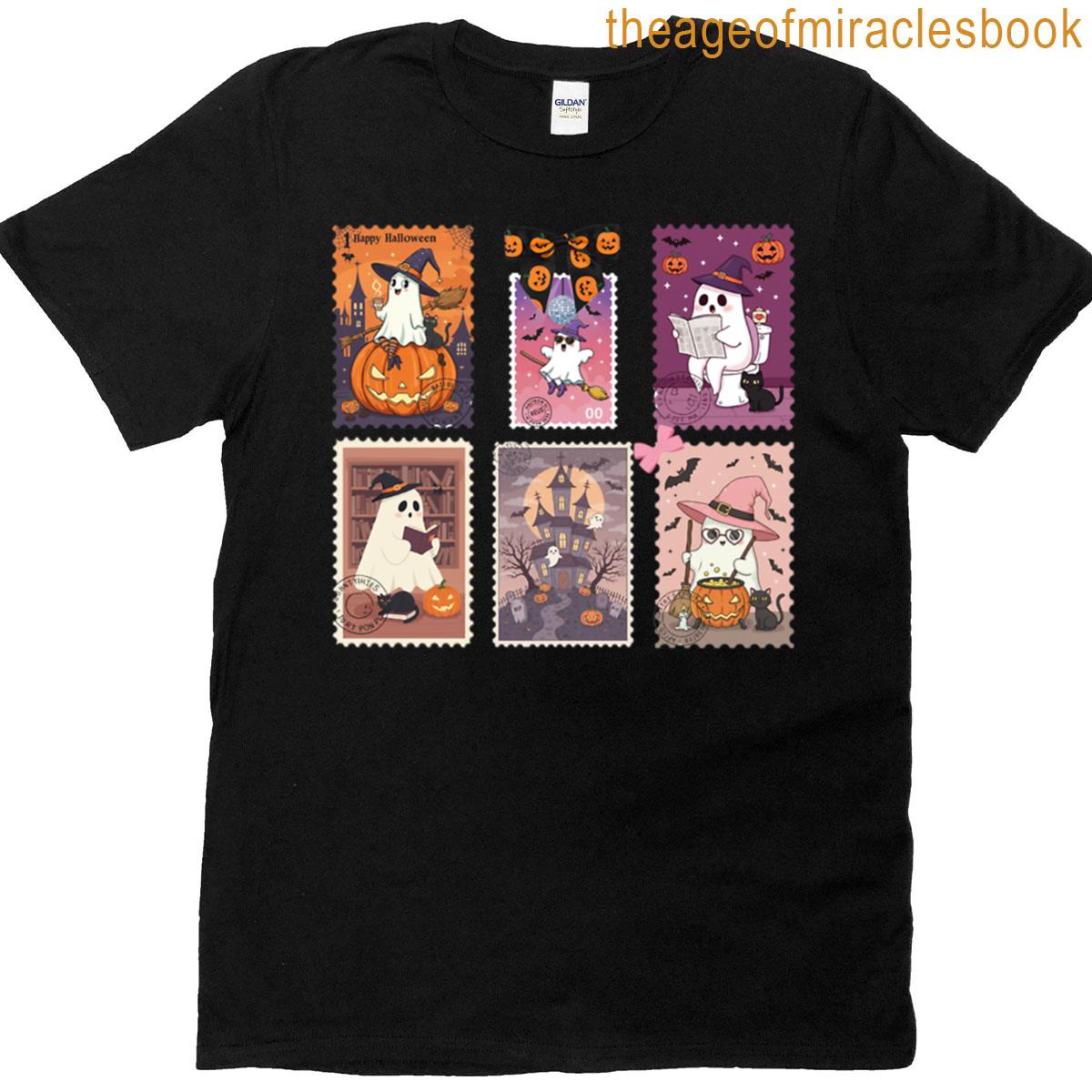 Cute Halloween Postage Stamp – Cute Ghost Stamp T-shirt