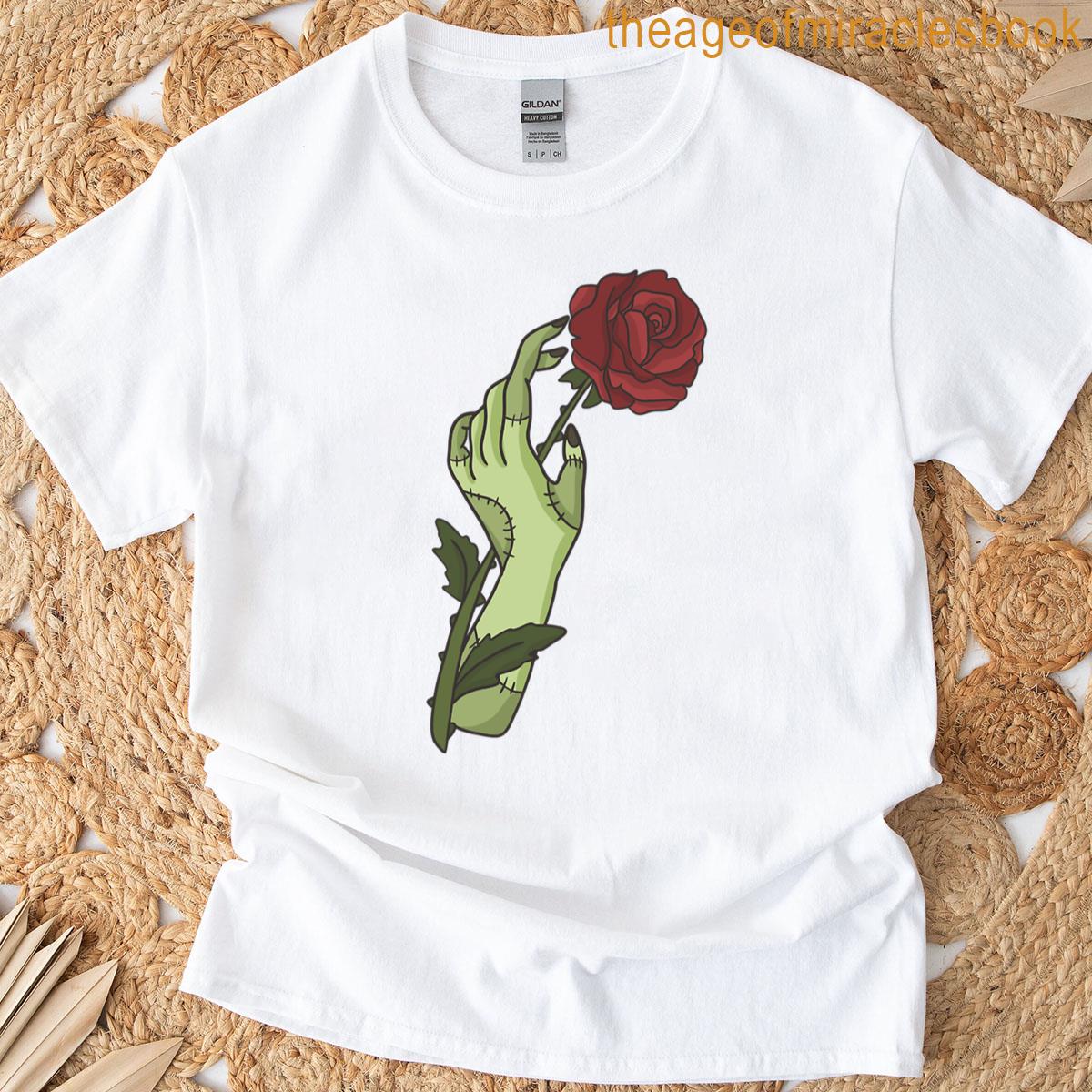 Halloween Witch Hand And Rose T-shirt