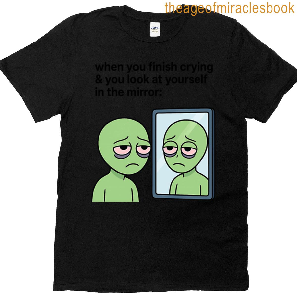 Pov Crying Alien Meme Funny Relatable Sticker T-shirt