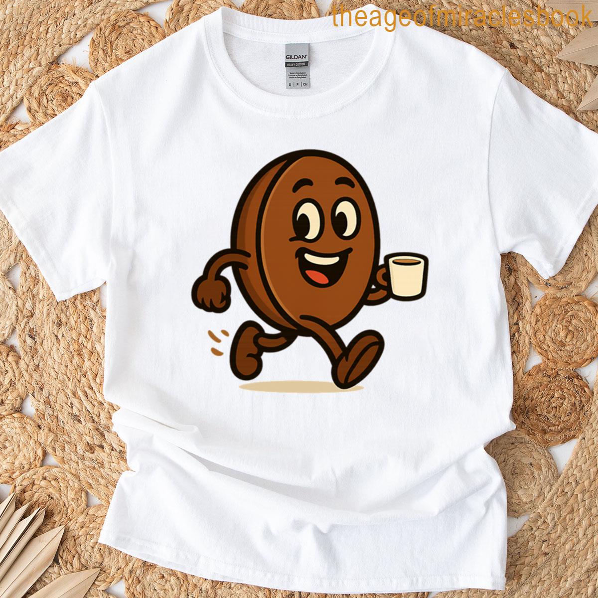 Running Coffee Bean Mascot Sticker T-shirt