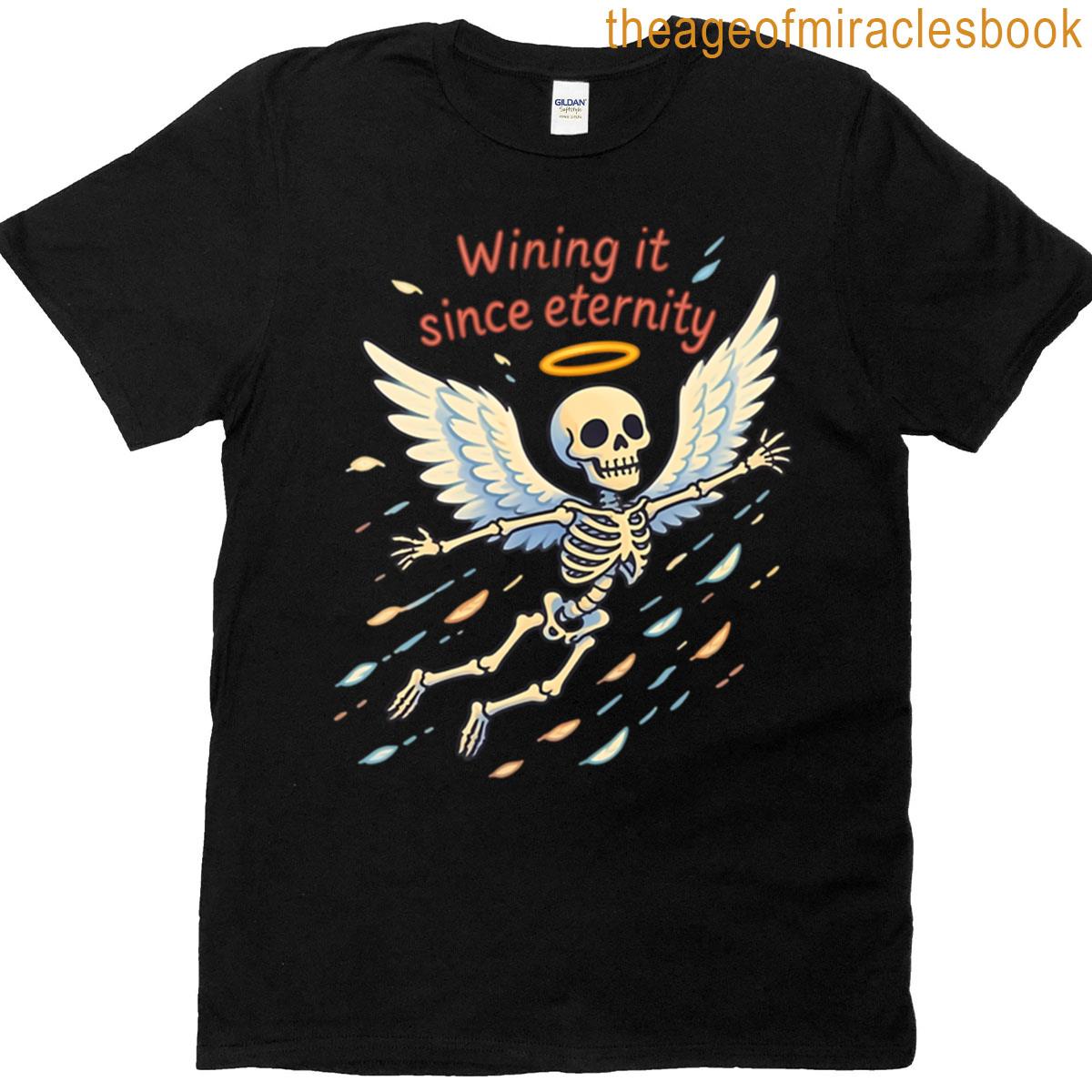 Winging It Angel Skell Awkward Flying Skeleton Meme T-shirt