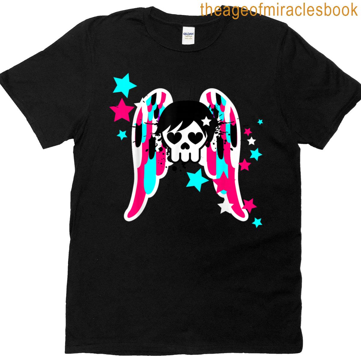 Y2k Emo Skull Wings T-shirt