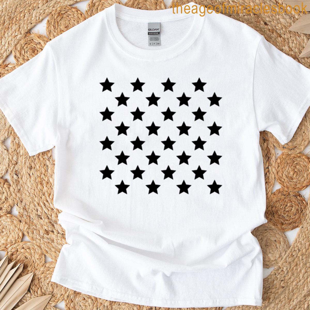 Black Star Pattern Graphic T-shirt