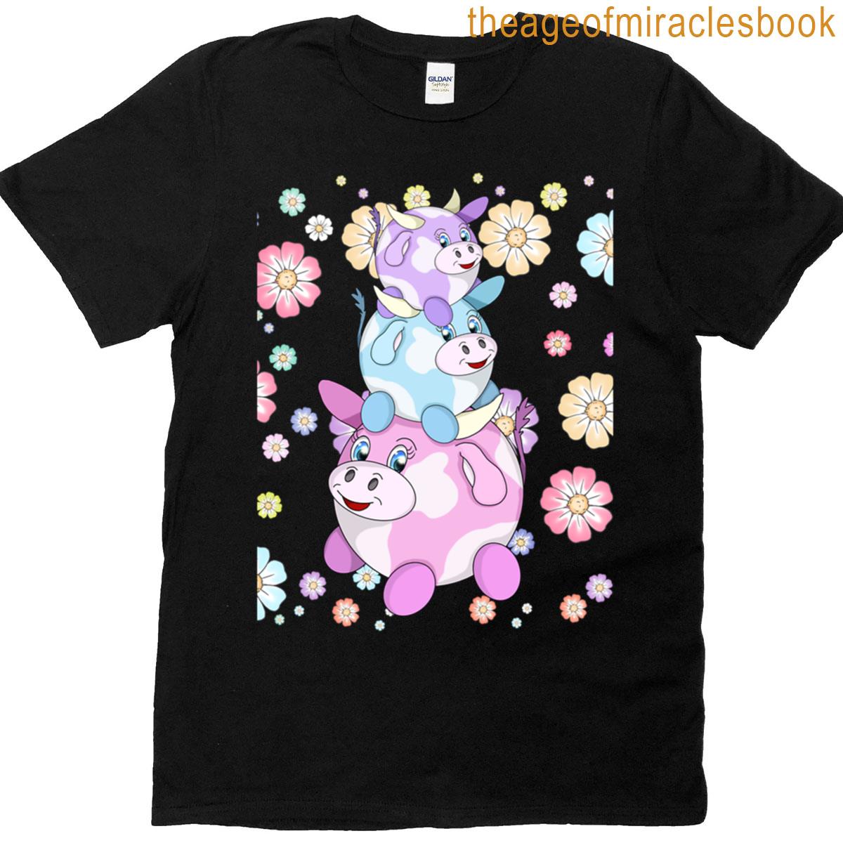 Cartoon Bubble Cows Oversized T-shirt