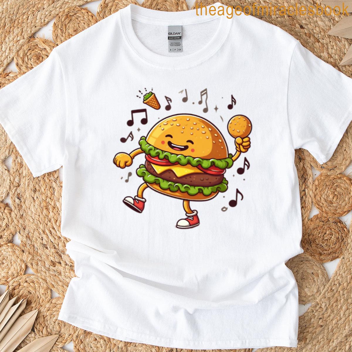 Cartoon Dancing Burger Oversized T-shirt