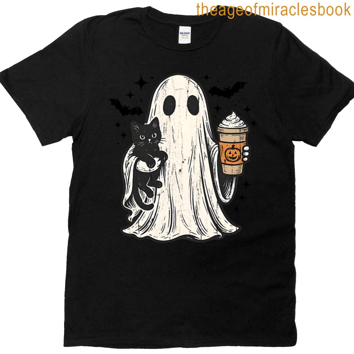 Cute Ghost And Cat T-shirt