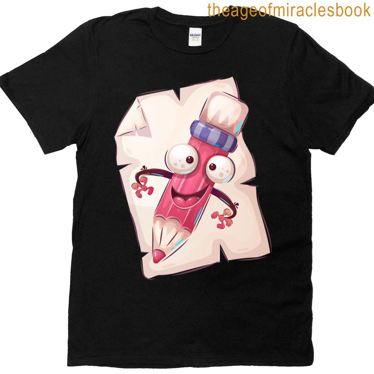 Funny Cartoon Pencil Character T-shirt