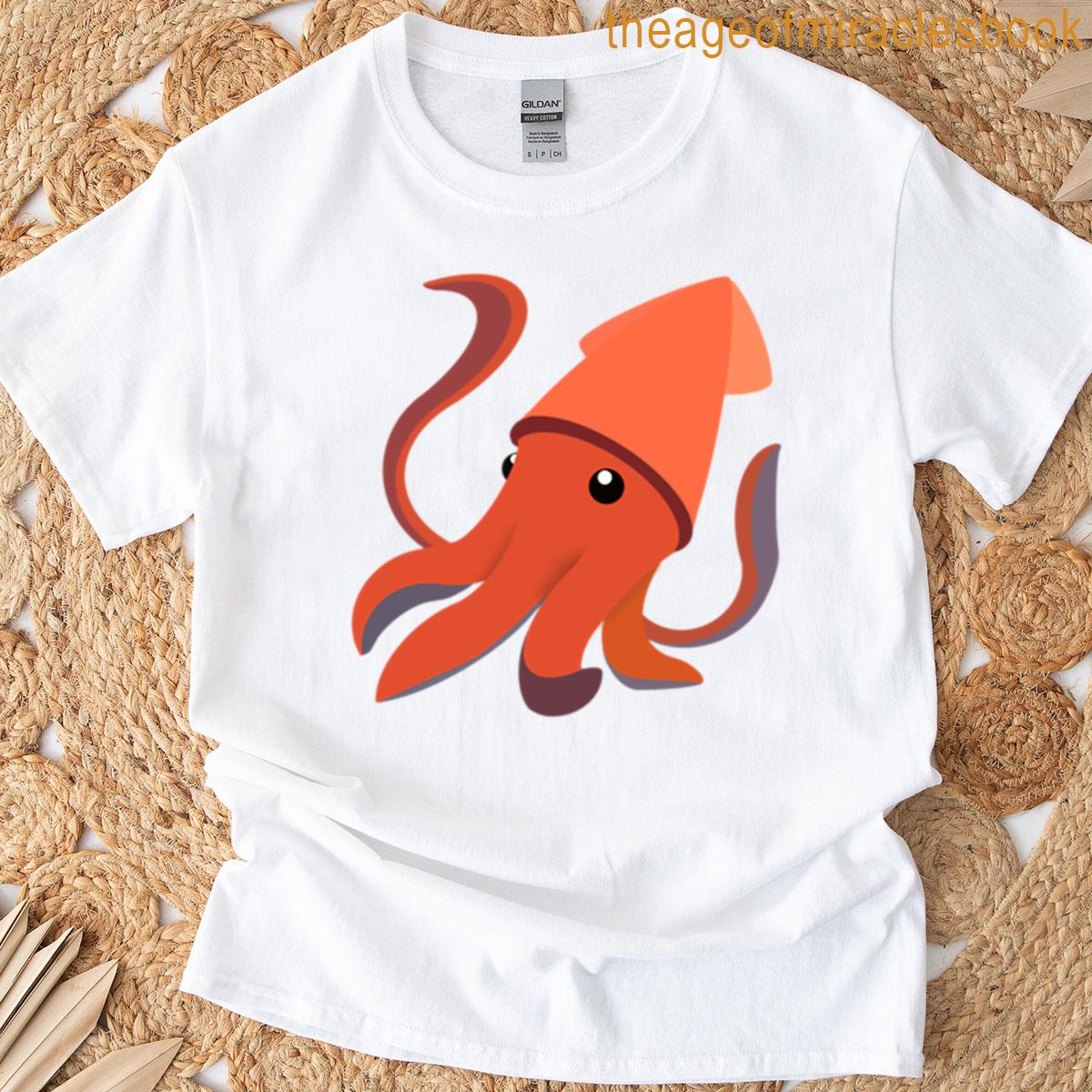 Orange Cartoon Squid T-shirt