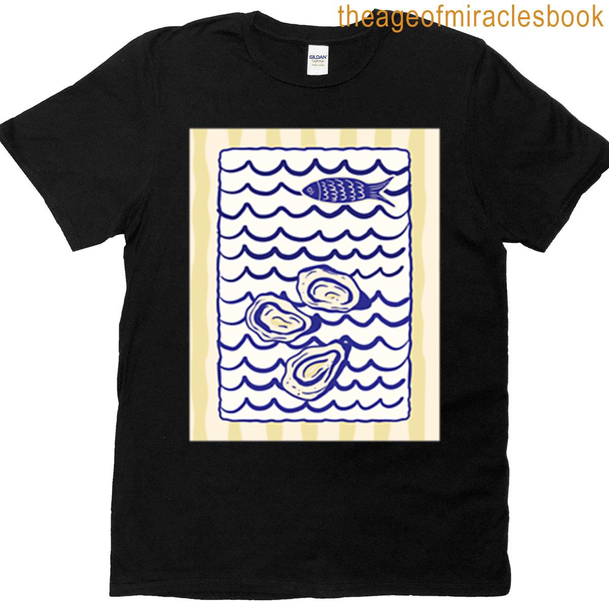 Summer Fish And Oyster Print T-shirt
