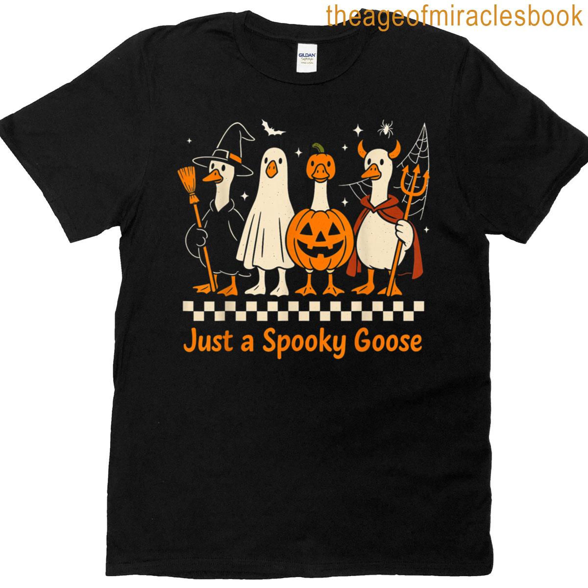 Funny Halloween Just Spooky Goose Witch Ghost Pumpkin Devil T-shirt