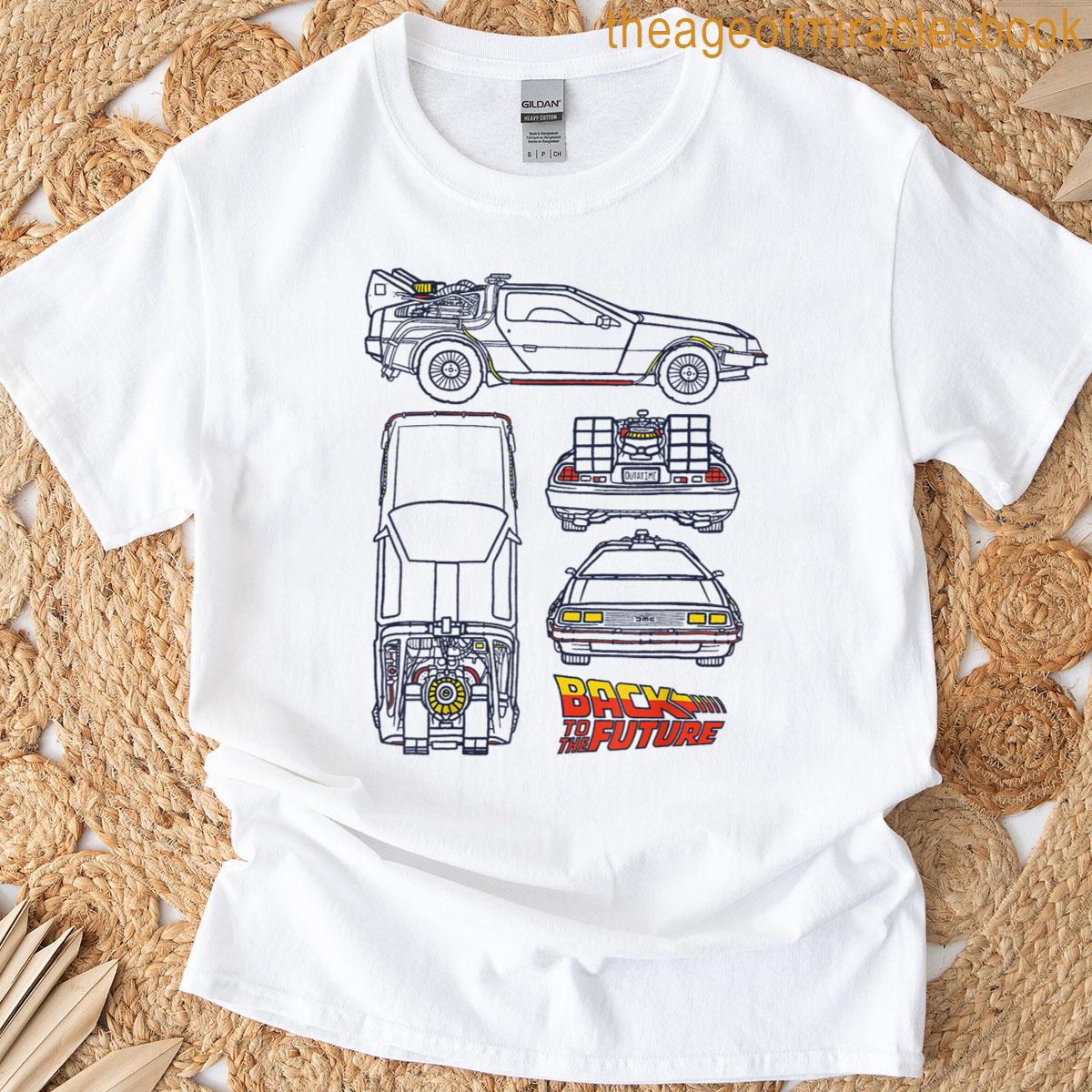 Back To The Future Delorean Blueprint Logo T-shirt