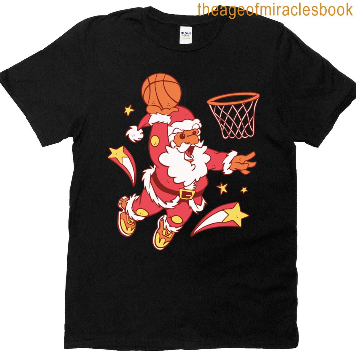 Basket Santa Christmas Design T-shirt