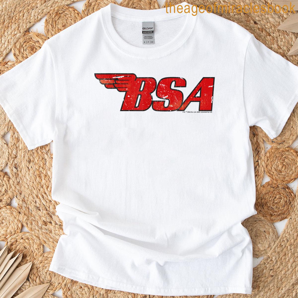 Bsa Motorcycle Logo Distressed Effect Fathers Day T-shirt