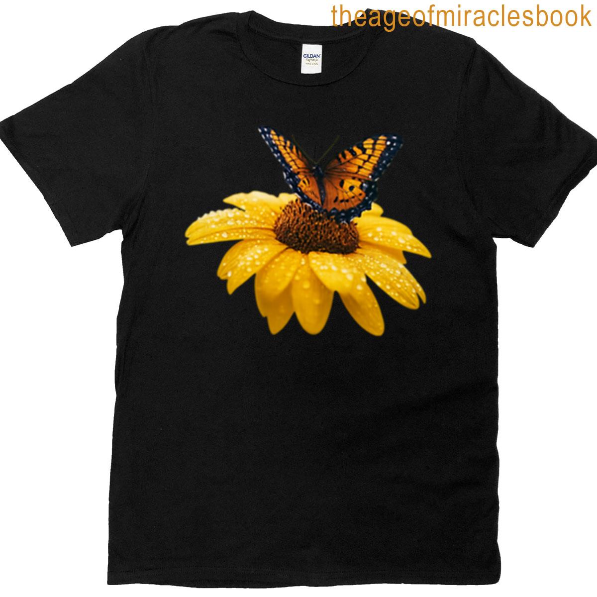 Butterfly On Sunflower Blossom T-shirt