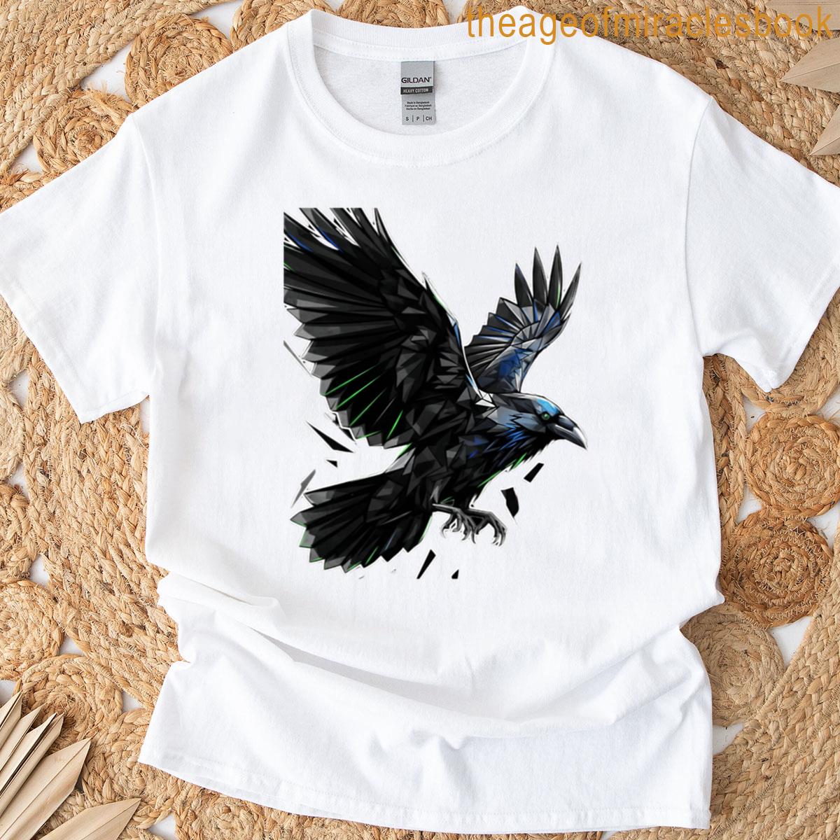 Geometric Polygonal Raven Design T-shirt