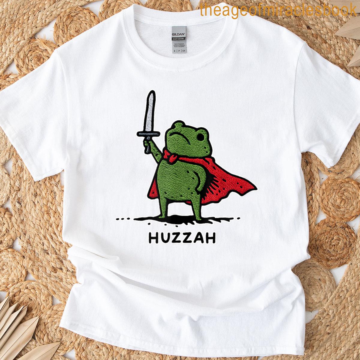 Huzzah Frog Knight Funny Sword Meme Quote T-shirt