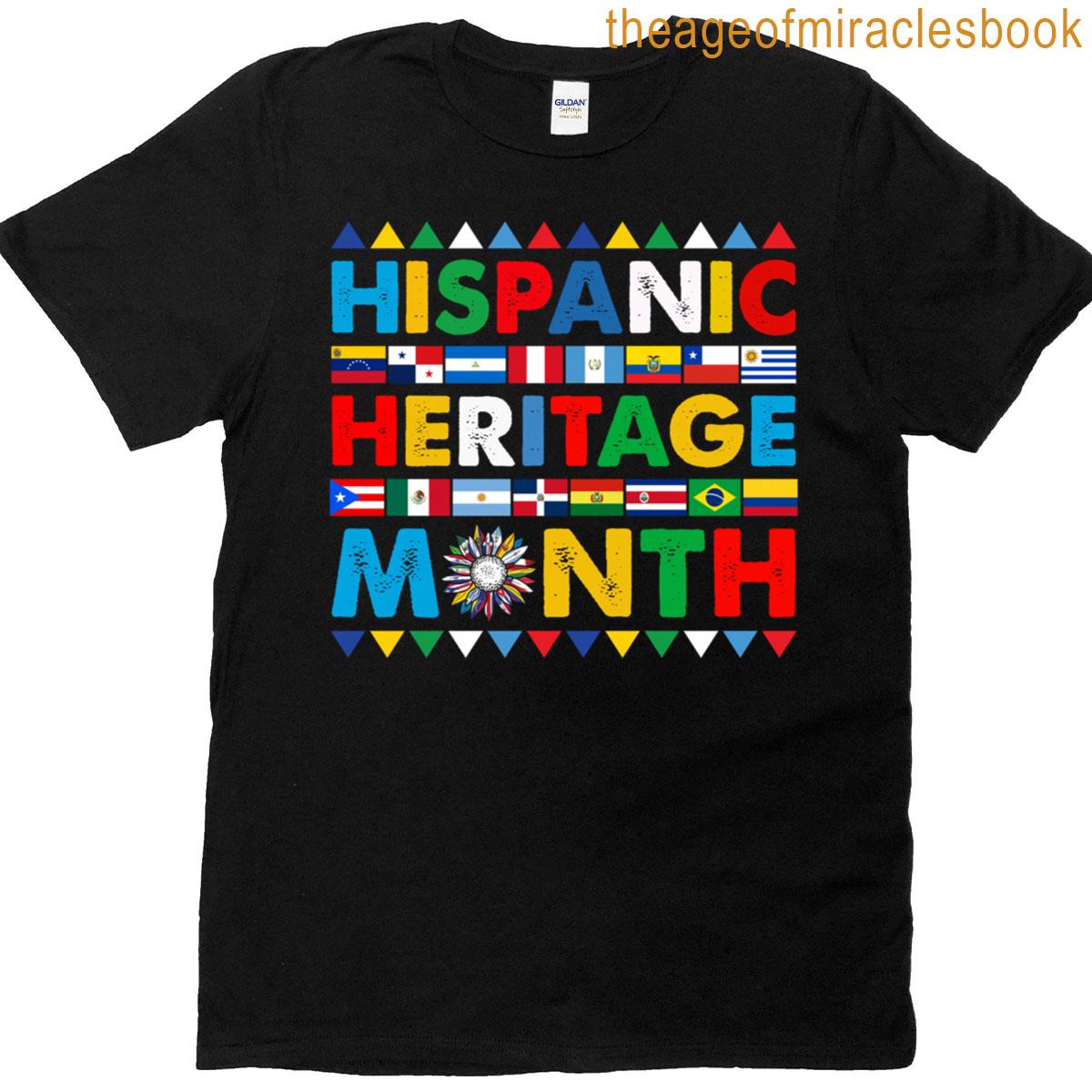 National Hispanic Heritage Month All Countries Flags T-shirt