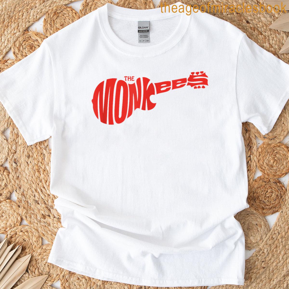 The Monkees Red Guitar Logo Black T-shirt