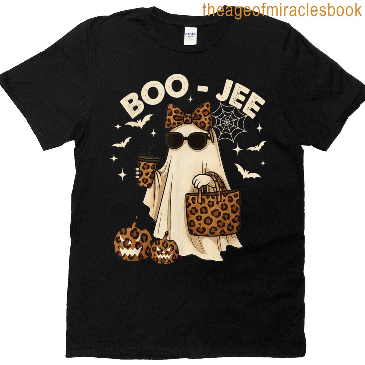 Coquette Leopard Ghost Coffee Boo Jee Halloween Boujee Ghost T-shirt
