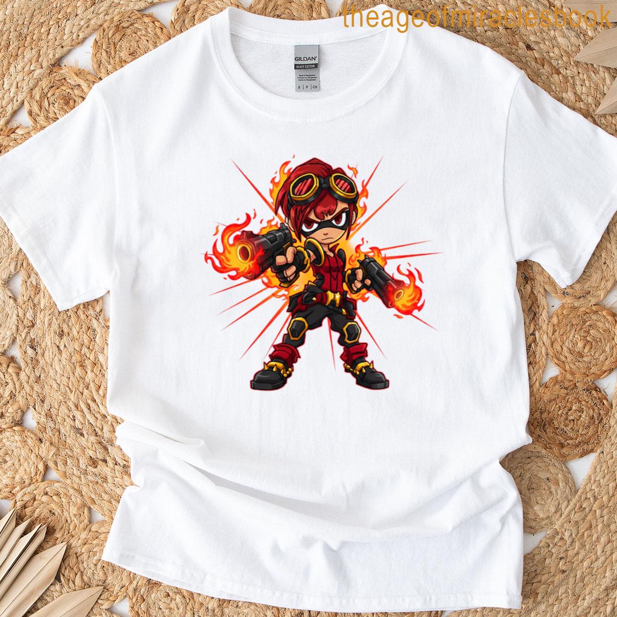 Cyber Fire Warrior Red Black Gold Vector Art T-shirt