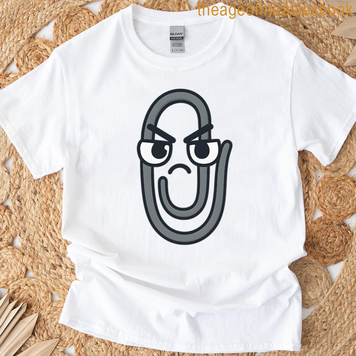 Funny Grumpy Paperclip Cartoon Sticker T-shirt