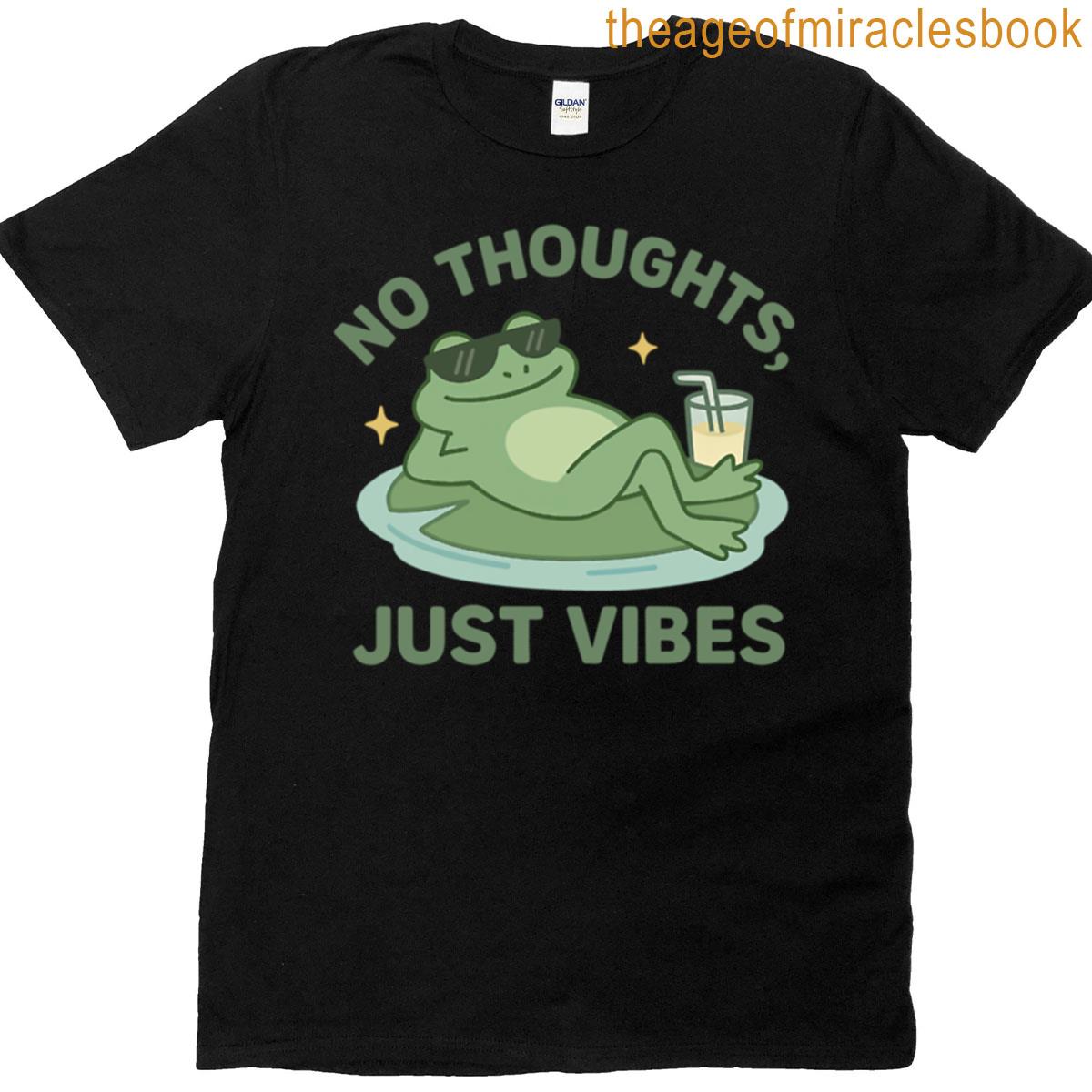 No Thoughts Just Vibes Frog Aesthetic T-shirt