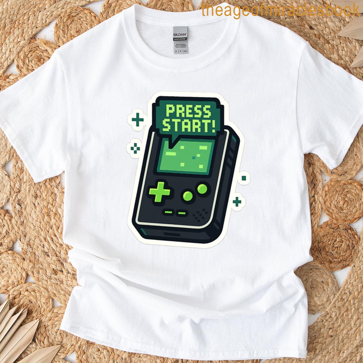 Press Start Retro Handheld Pixel Gaming Sticker Oversized T-shirt