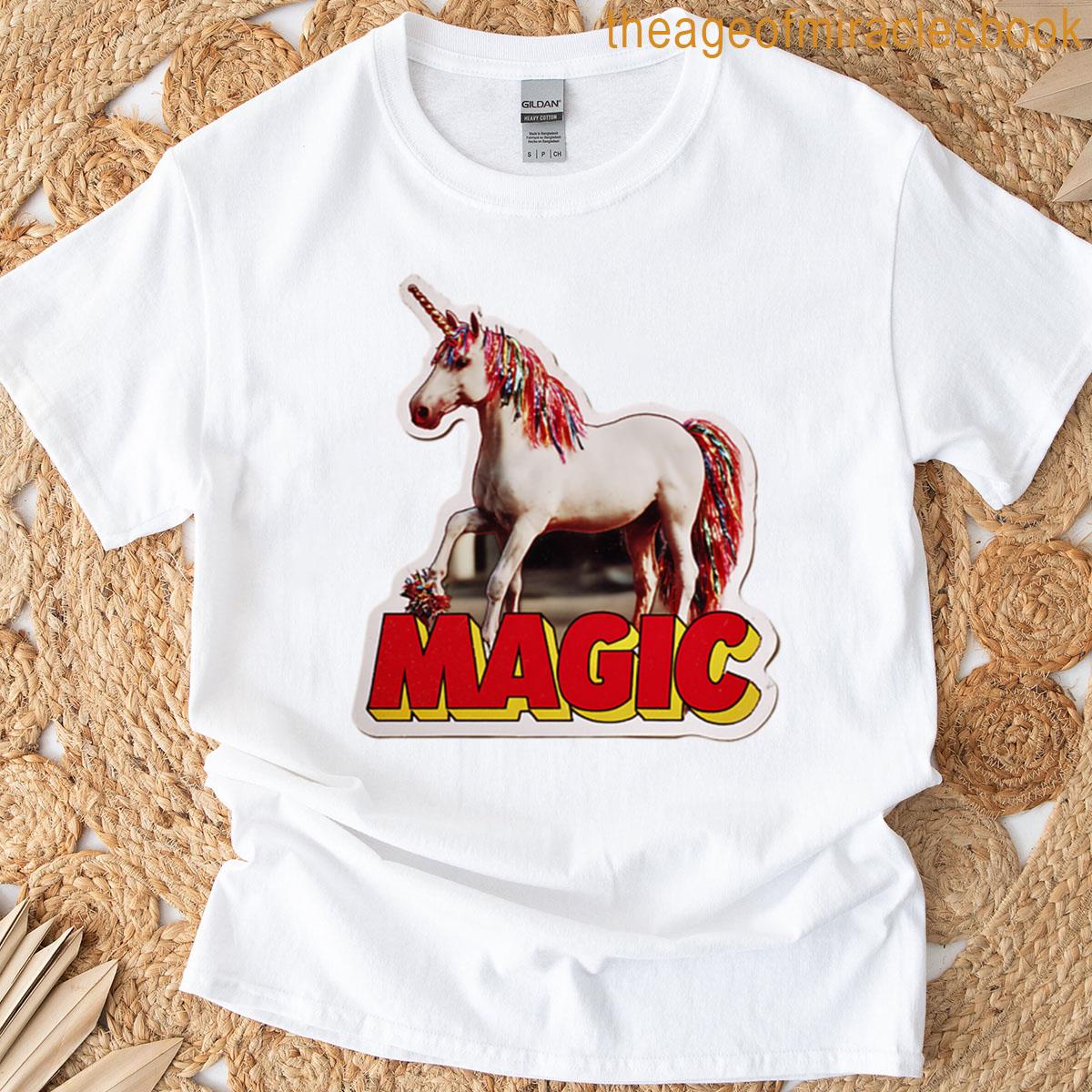 Retro Vintage Unicorn With Magic Text T-shirt