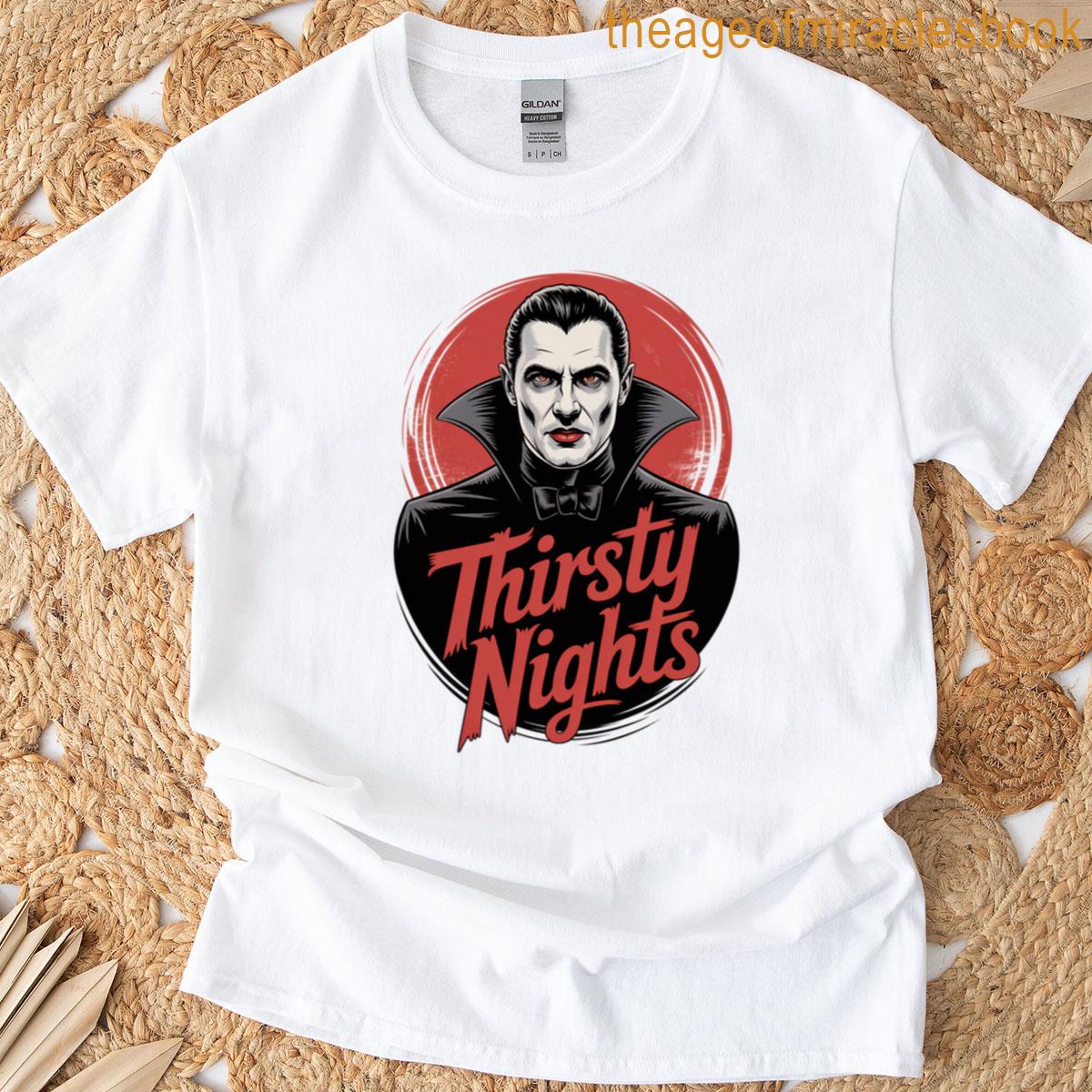 Thirsty Nights Vampire Halloween Design T-shirt