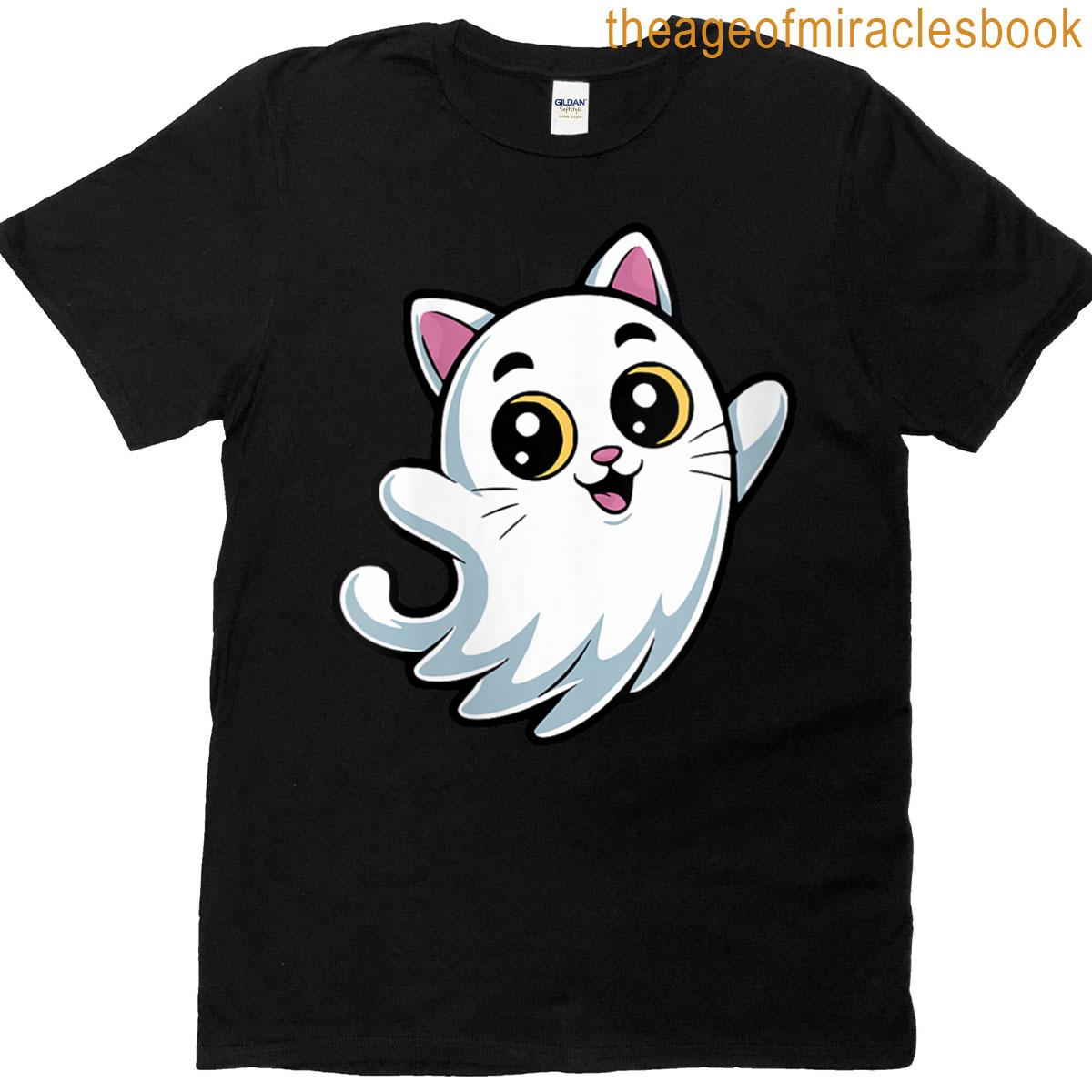 Womens Ghost Kitty Halloween T-shirt
