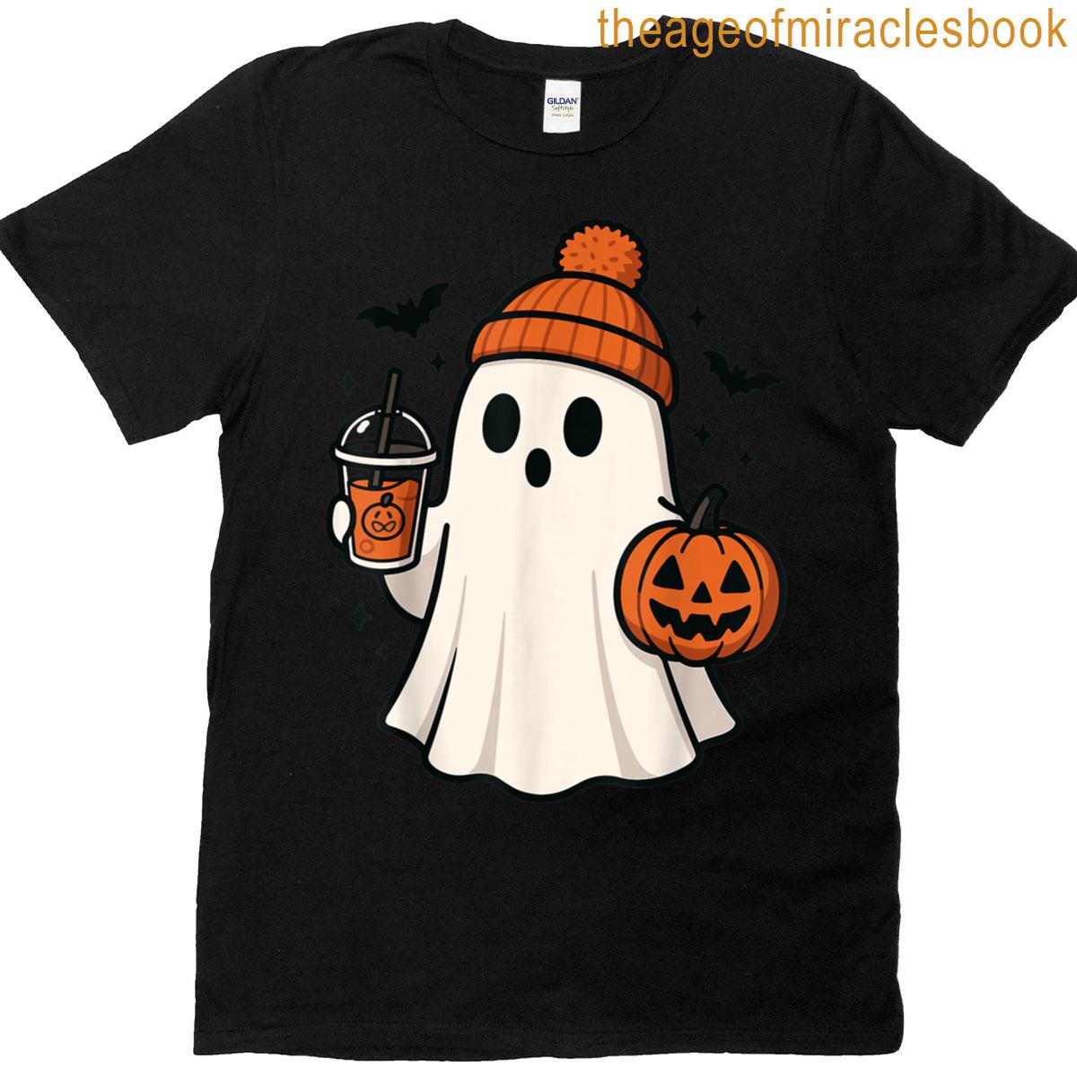Ghost Pumpkin Spice Coffee Halloween Fall T-shirt