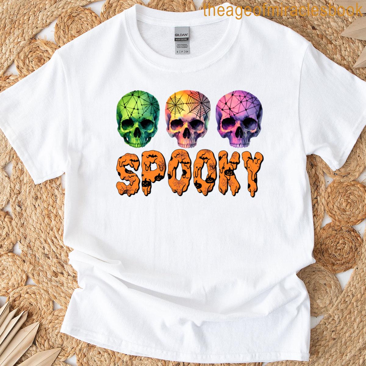 Spooky Skull Cobweb Halloween Design T-shirt