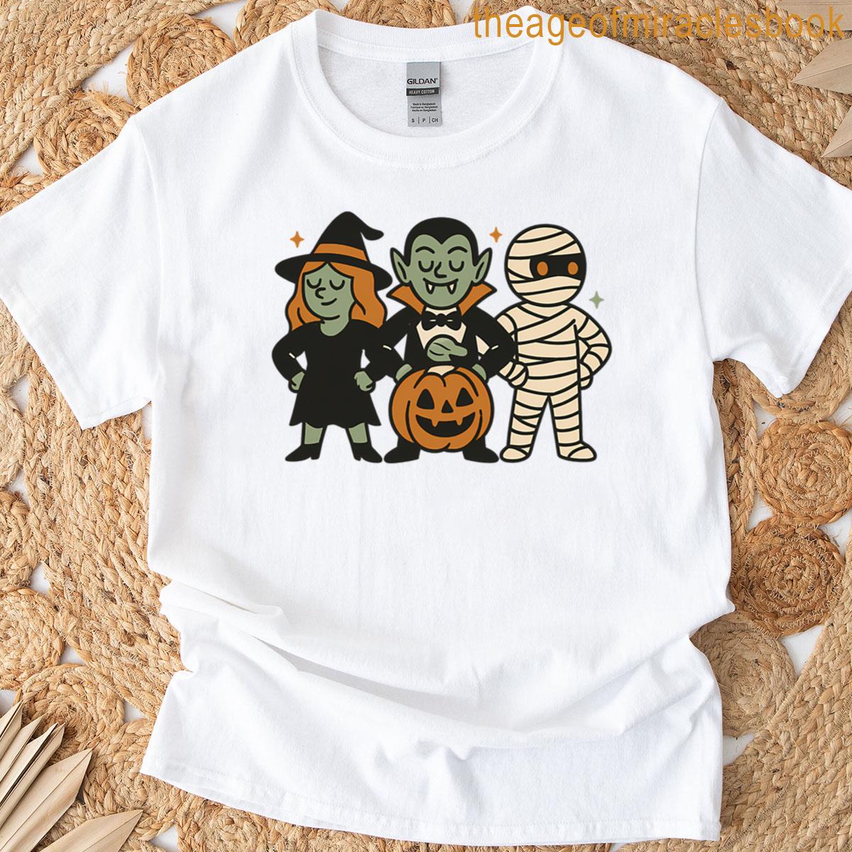 Spooky Squad Halloween Fun Witch Vampire Mummy T-shirt
