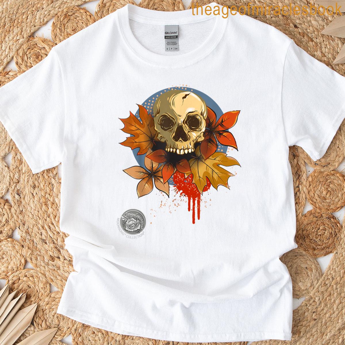 Halloween Fall Skull Art Graphic T-shirt